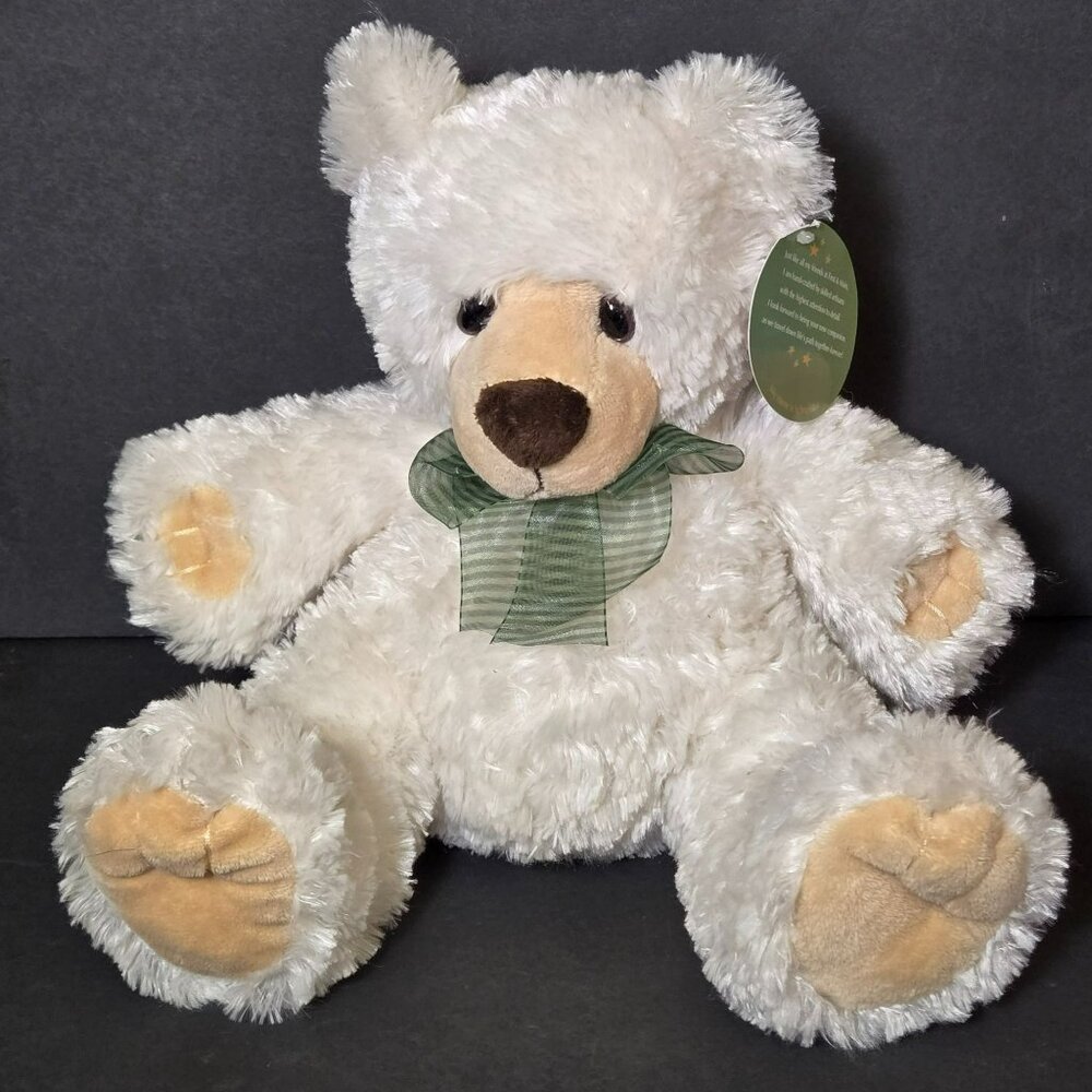 First & Main Schnookie White Teddy Bear Plush Stuffed Animal 12" Super Soft 3+